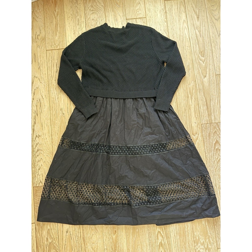 TRELISE COOPER Womens Dress Knit Lace Mixed Media Goth Victorian Midi Witchy - Picture 14 of 14